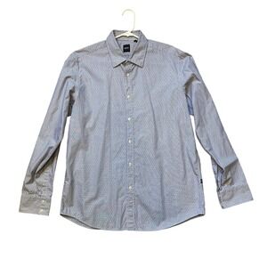 BOSS Hugo Boss Shirt Mens‎ Extra Large Blue Striped Long Sleeve Button Up Cotton